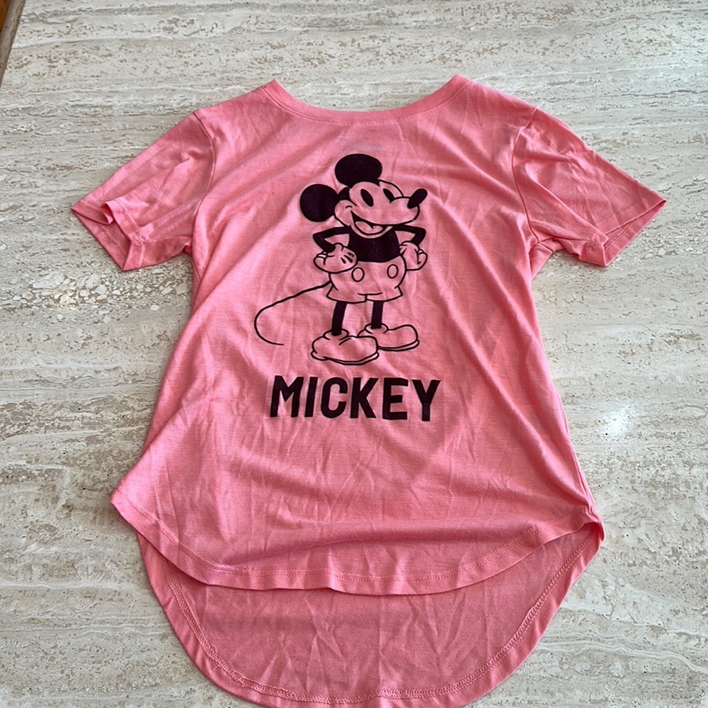 Disney Mickey Mouse round neck shirt sleeve t-shirt  peach color women’s (XS)